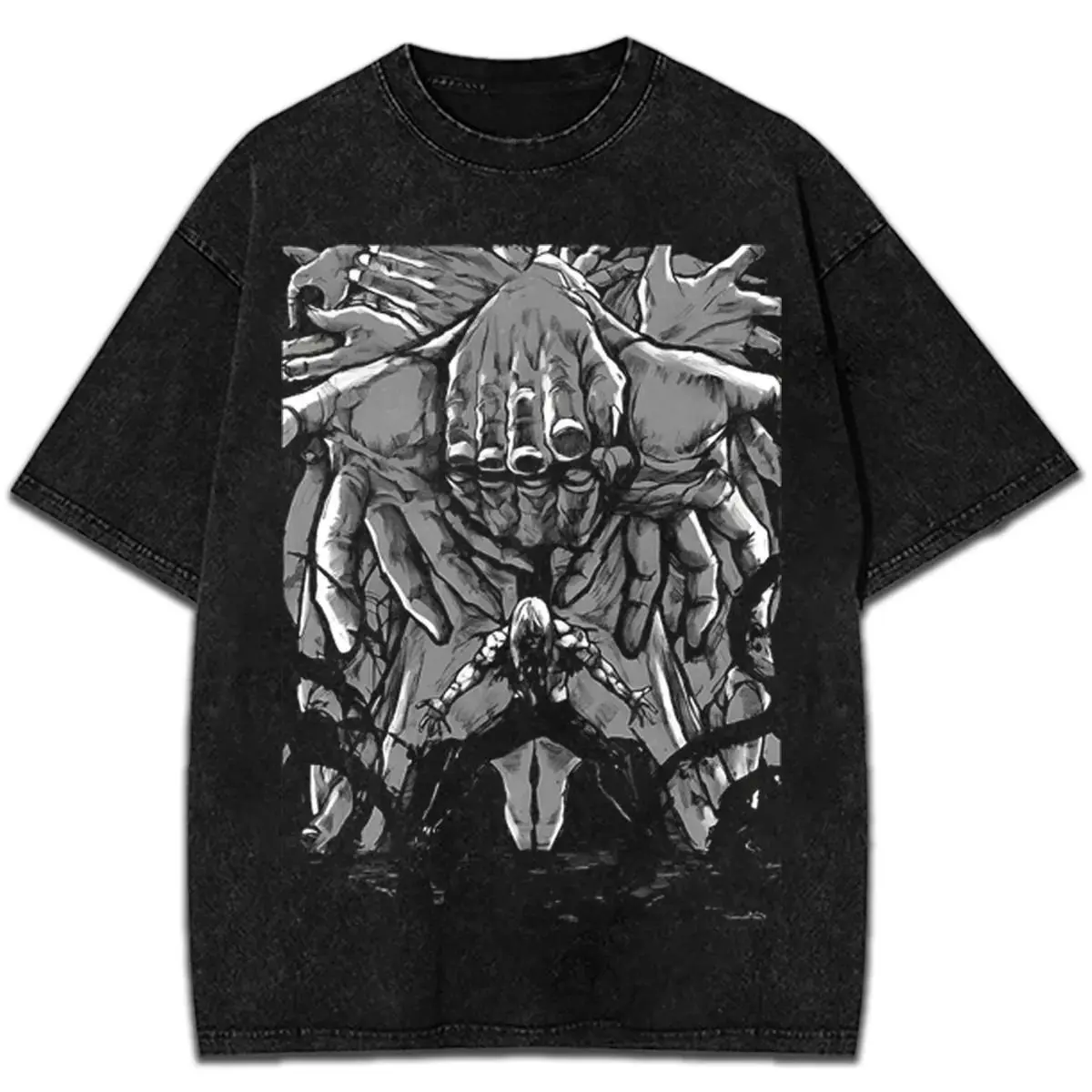 Men's 100% Pure Cotton Fitted Short Sleeve Crew Neck All-Seasons T-Shirt - Jujutsu Kaisen Mahito Villain Anime Manga Print, Whimsical Graphic Figure, Distressed Vintage Menswear Top