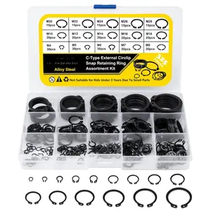 Snap Ring Set, 325 count Alloy Steel External Retaining Ring 15 Sizes C-Clips, Circlip Set for Axles, Shafts, and Other Moving Parts