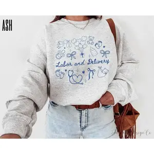 Labor and Delivery Nurse T-Shirt OR Sweatshirt ,  Nurse shirt for Mother Baby Registered Nurse Mom Baby Sweatshirts Gift for Nicu Nurse Cotton Fabric