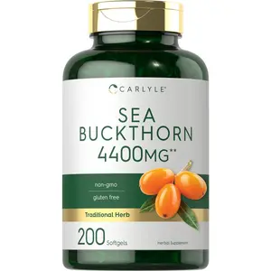 Carlyle Sea Buckthorn Oil Capsules 4400mg | 200 Softgels | Non-GMO, Gluten Free | Sea Buckthorn Berry Oil Supplement