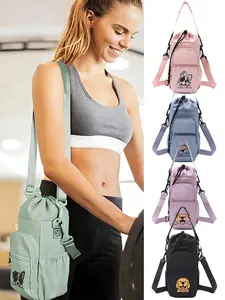Insulated Water Bottle Sling Bag, Casual Crossbody Bags with Dog Pattern. Features an Adjustable Shoulder Strap and a Phone Pocket. Suitable for Walking and Hiking, And Fits 20/24 Ounce Bottles. Valentine's Day Gifts for Partner, Family, Best Friends