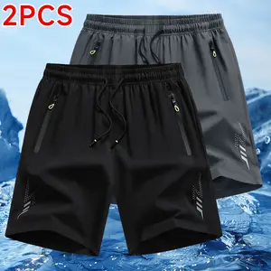 2-piece set - men's athletic casual shorts, breathable quick-dry stylish gym shorts, ideal for summer workouts,summervibes