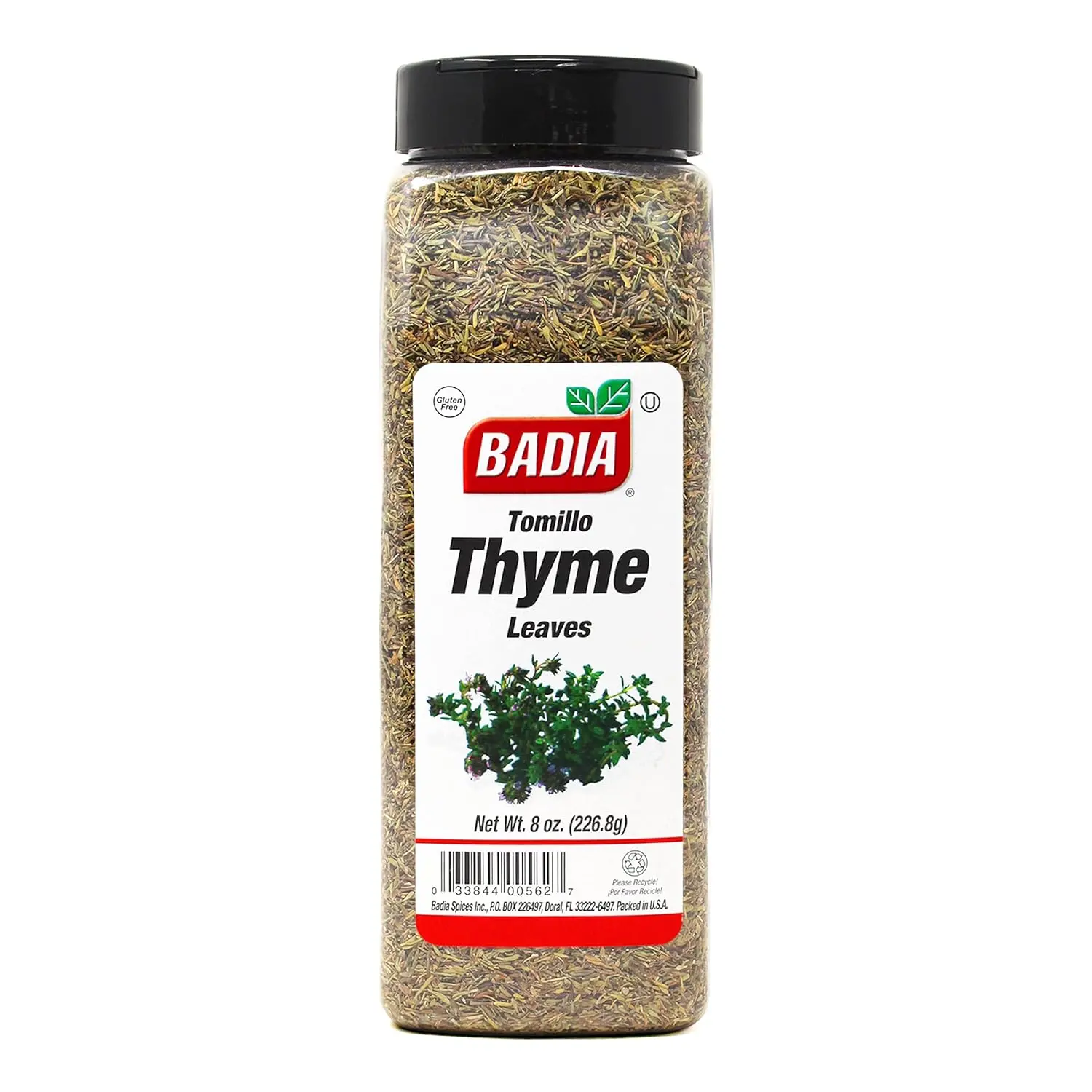 Badia Whole Dried Thyme Leaves Spice, 8 oz - Gluten-Free, Kosher Cooking Herb for Flavor Enhancement, 8Oz