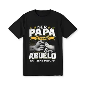 Men's Soft Cotton Short-Sleeve Round Neck Graphic T-Shirt - Fashion Simple Print Streetwear, Breathable Casual Classic Top, Funny T-Shirt Gift for Grandfathers with "Ser Papa Es Un Privilegio Ser Abuelo No Tiene Precio" Design
