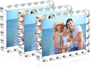 3 Pack 5 x 7 Acrylic Frame,Acrylic Picture Frames Horizontal Magnet Double Sided 5x7 Picture Frame,10+10MM Thick Clear Frameless Desktop Display Magnetic Block Photo Frame Gift Ideal
