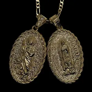 14k Gold Plated Virgen de Guadalupe & San Judas Necklace - Virgen de Guadalupe Necklace - Virgin Mary Chain- Cadena Virgen de Guadalupe Oro