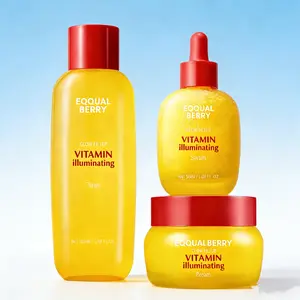 EQQUALBERRY Vitamin Illuminating Skincare Set-Toner + Serum +Cream | Vitamin C & Niacinamide Targets Dark Spots | Glowy, Lightweight Hydration