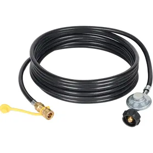 GGC 12 FT Propane Hose with Regulator -3/8 Quick Connect Disconnect Replacement for Mr. Heater Big Buddy Indoor/Outdoor Heater, Type 1 Connection X Quick Connect Fittings