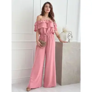Ruffled Off  Shoulder Wide Leg Jumpsuit