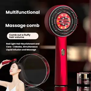 Electric Scalp Massager Comb with Infrared Light Therapy, Battery Powered Liquid Applicator for Hair Growth and Scalp Care
