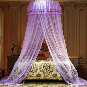 Bed Canopy Lace Mosquito Net for Girls Beds,  Princess Play Tent Mesh Canopies Large Lace Dome Curtain Drapes Home & Travel (Purple)