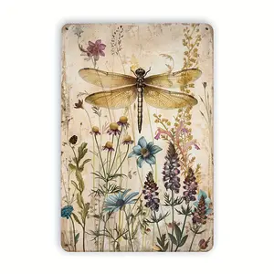 Vintage Dragonfly & Floral Metal Sign - 7.87x11.8" |   Humorous Wall Art for Home, Cafe, Bar, Garage Decor |   Perfect Gift for Friends, Restaurant Decor, Farmhouse Decor, Garden, Festival Decor