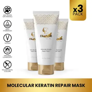 3 Bottles of Coco March Elixir Keratin Repair Hair Mask, Plant-Based Hair Treatment for Damaged Hair Repair, 5.2 fl oz Conditioner Haircare