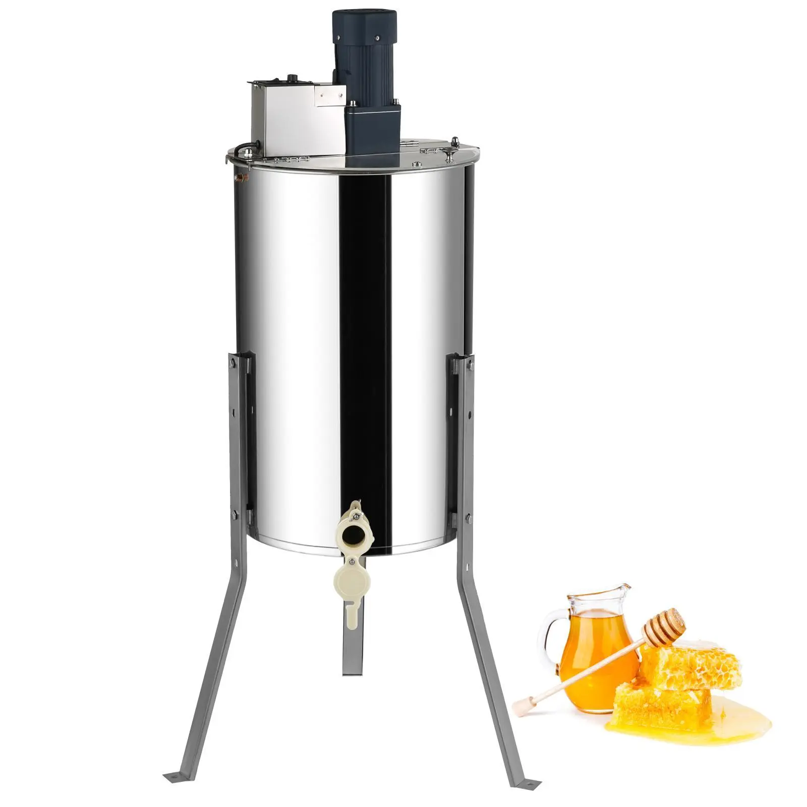 【Backtoschool】VEVOR 140W Electric Honey Extractor, 2 Deep Frames Stainless Steel Beekeeping Centrifuge, Adjustable Stand, Easy Cleaning Covered Honeycomb Drum Spinner (Expandable to 4 Frames), Auto‑Stop Safety