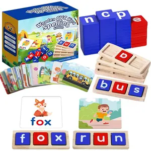 Word Educational Toy Spelling Games, Preschool Toddler Learning Activities, Montessori Learning Toys Gifts for 3 4 5 6 Years Old Kids, 60 Sight Words Flash Cards Alphabet Puzzle for Toddlers