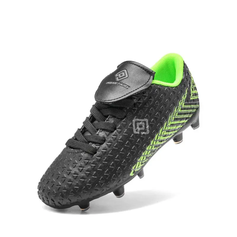 DREAM PAIRS Unisex Youth Spiked Soccer Cleats - Lace-Up Athletic Footwear with TPU Synthetic Upper, Fold-Over Tongue, Shielded Laces, Spiked Traction Grip Sole, Breathable EVA, Support, Protection (12 Little Kid, Black Neon Green)