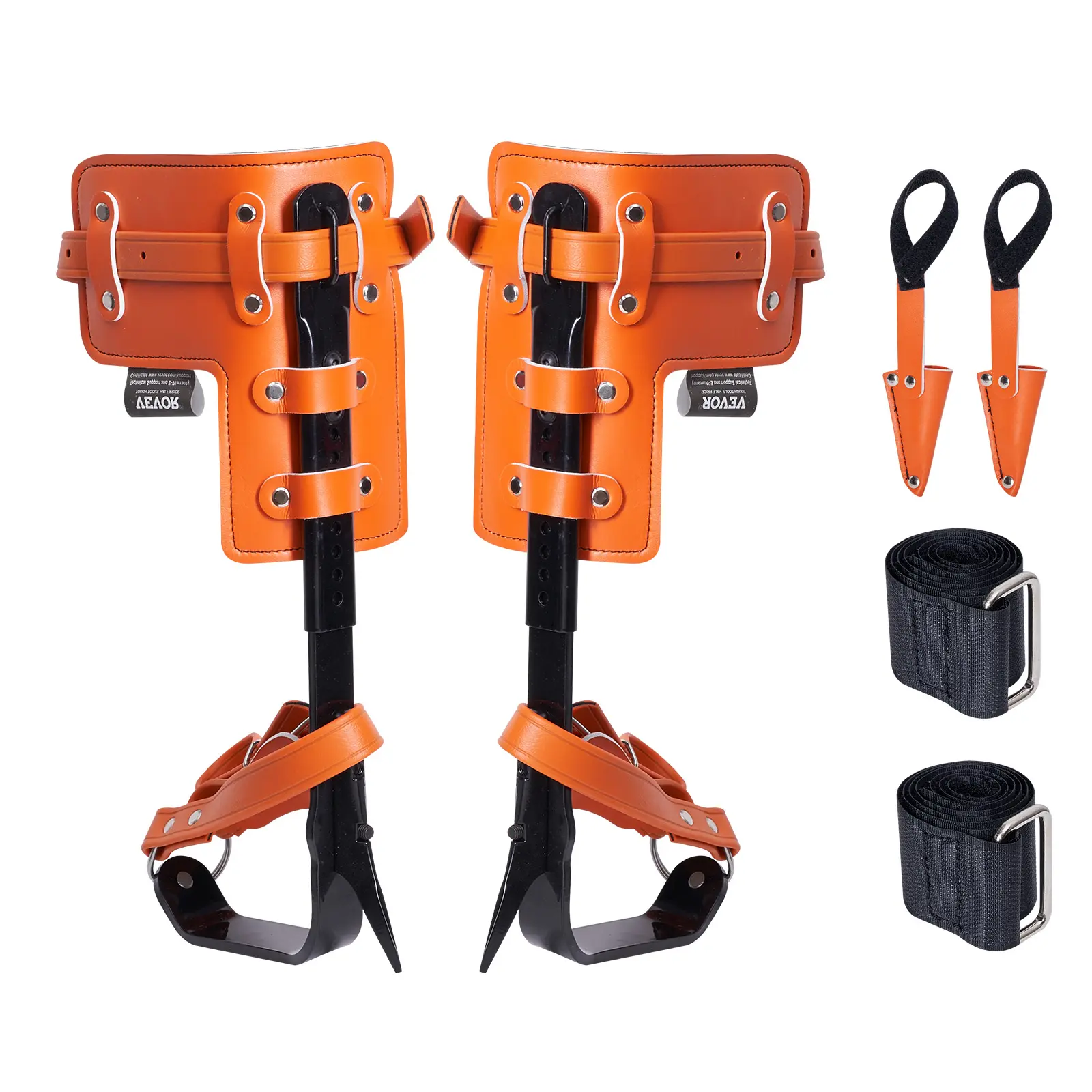 VEVOR Tree Climbing Spikes,  1 Pair Alloy Steel Climbing Spurs, 350lbs Load Capacity Tree Climbing Gear with Straps and Spike Protectors, Arborist Equipment for Climbers, Hunting, Fruit Picking, Orange