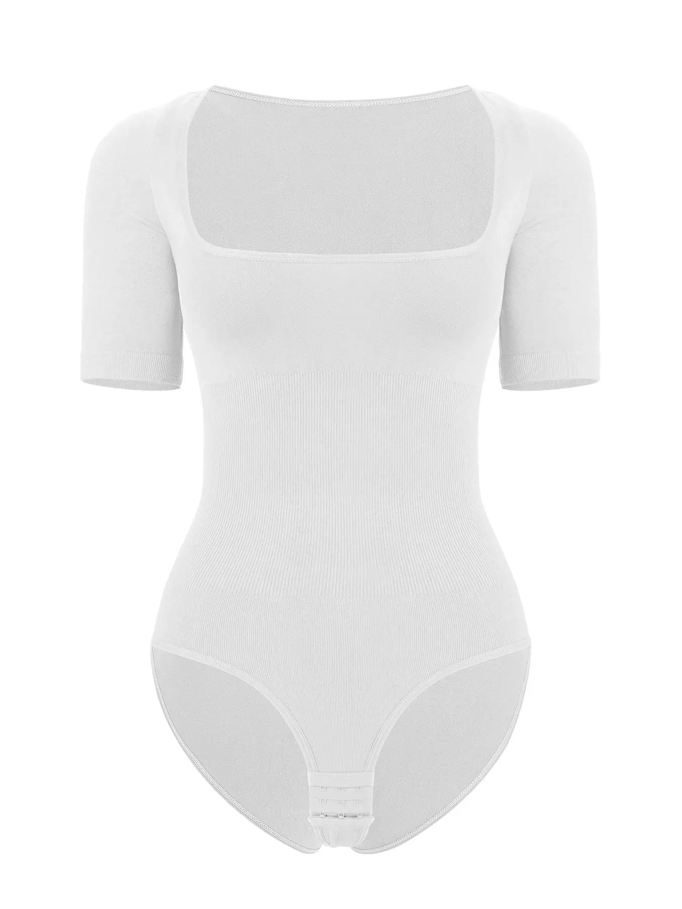 Women's Square Neck Short Sleeve Shapewear Bodysuit, Seamless Bodycon Shapewear Top, Ladies Clothes for Summer, Tummy Control Clothing