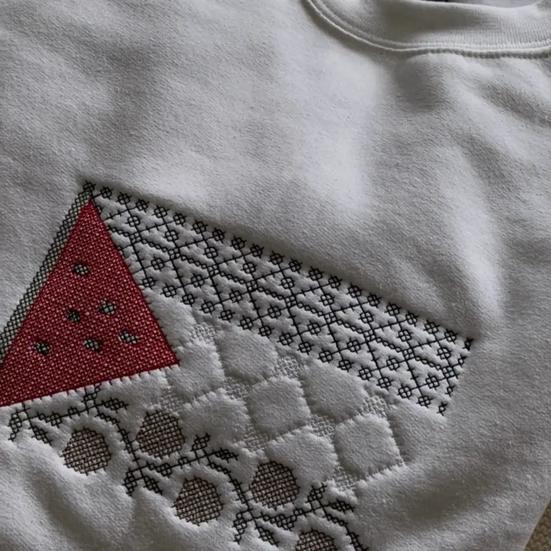 palestine tatreez embroidered crewneck sweatshirt | cross stitch flag design