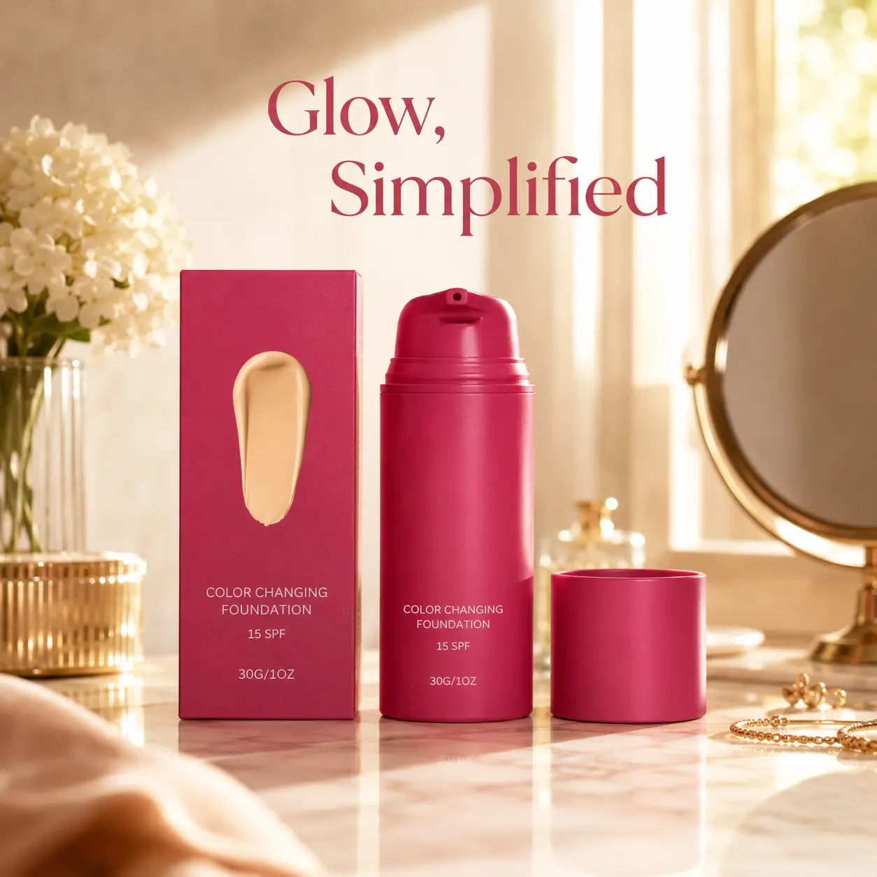 Color-Changing Liquid Foundation SPF15 Lightweight Skin Tint Formula Concealer Cosmetic HD Skin Tone Base Full Coverage Vegan Concealer Summer Finish Makeup Gift