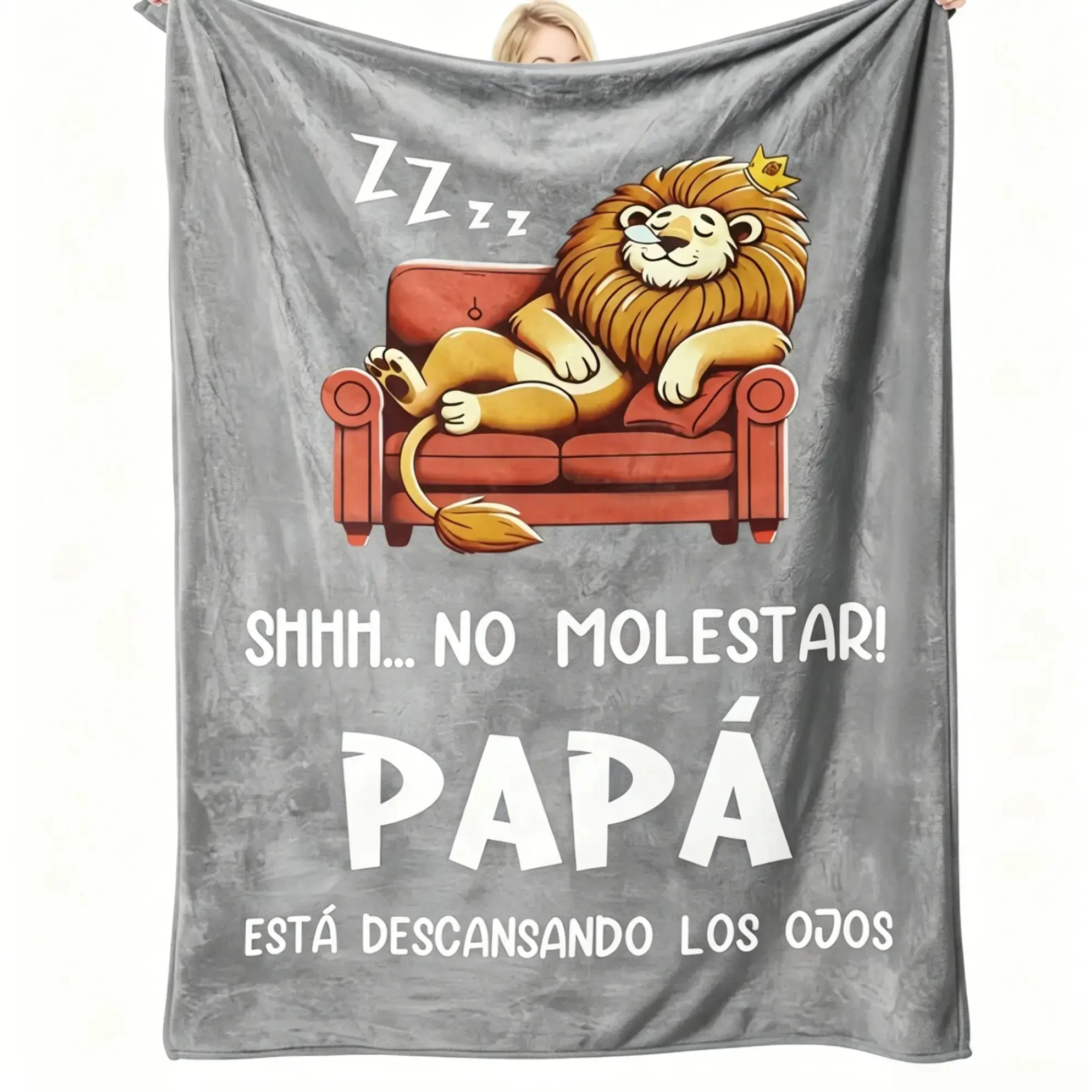 Soft Funny Throw Blanket Gift for PAPA Spanish Theme Lion Print Blanket Suitable for Father - Soft Flannel Bedspread with Lion Pattern, Machine Washable - Gift for Father's Day, Birthday, or Room Decoration - Spanish Lion Design