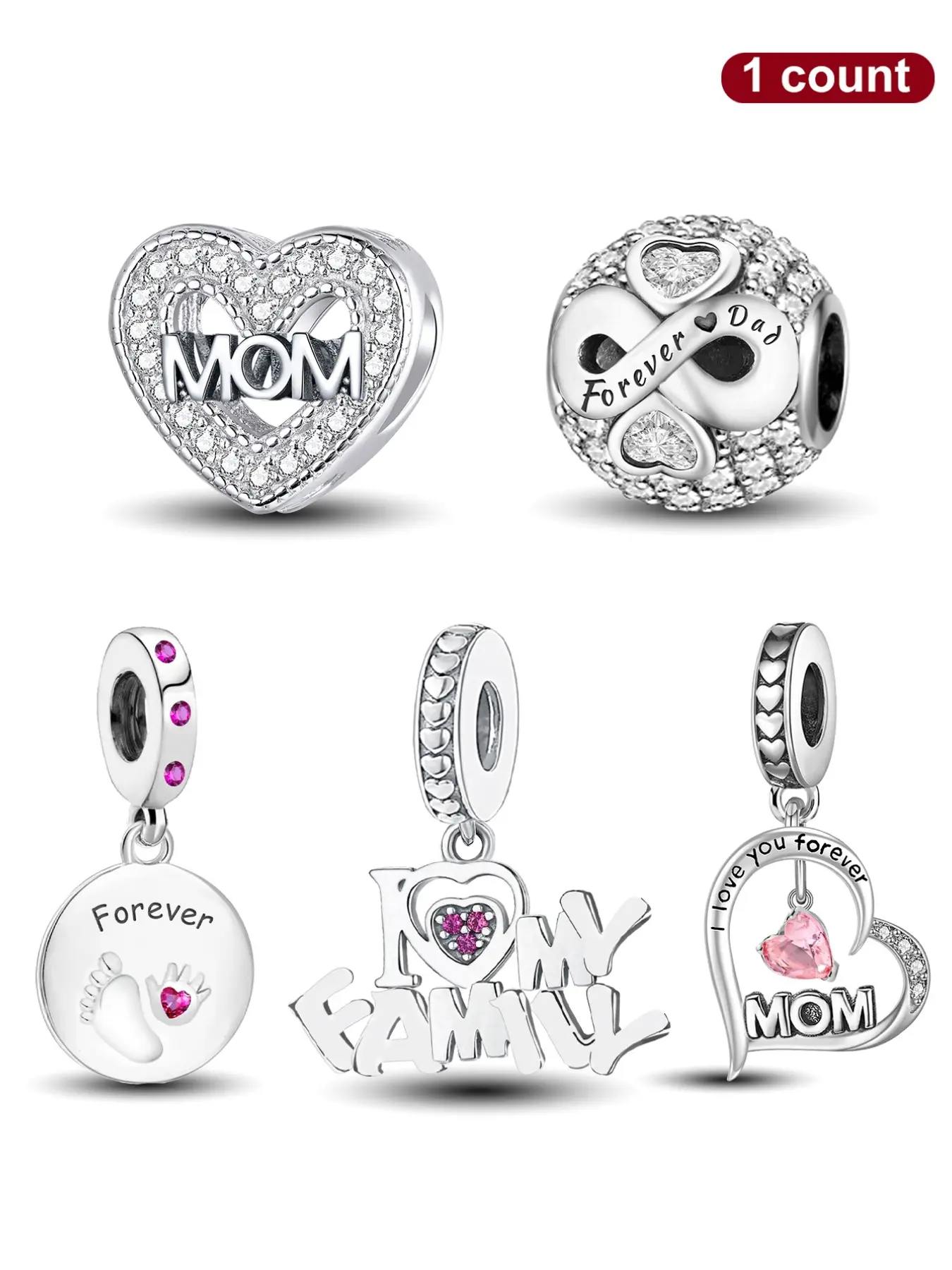 Mom Heart Charm, Minimalist Heart Charm, Fashionable DIY Jewelry Accessories for Bracelet & Necklace, Trendy All-match & Exquisite Jewelry for Birthday Gift, Trendy Jewellery Accessories, Heart Design Charm