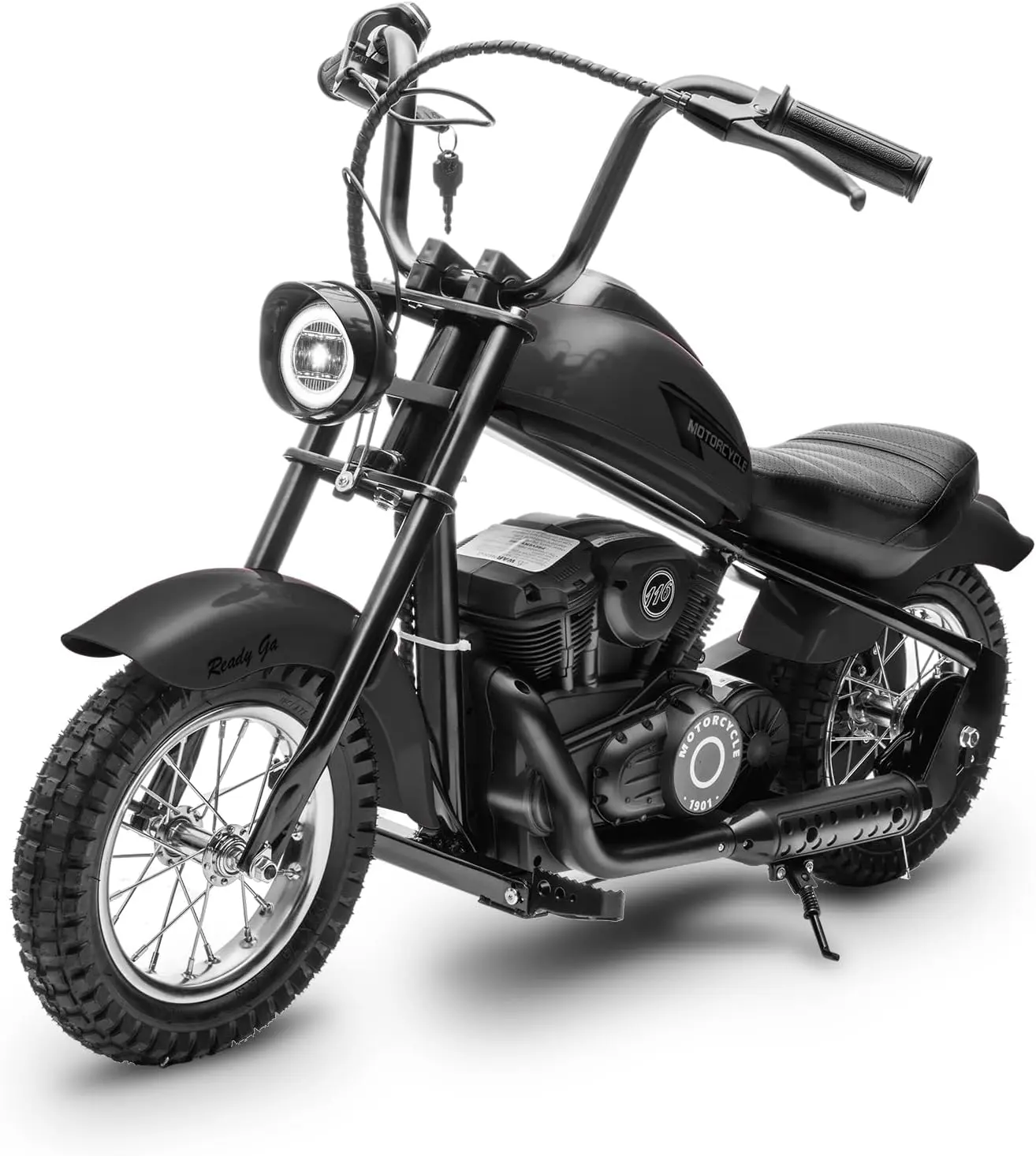 GAOMON Black Electric Dirt Bike for Kids 15 MPH Top Speed 24V 300W Motor LED Lights and 12 Inch Air Filled Tires Black