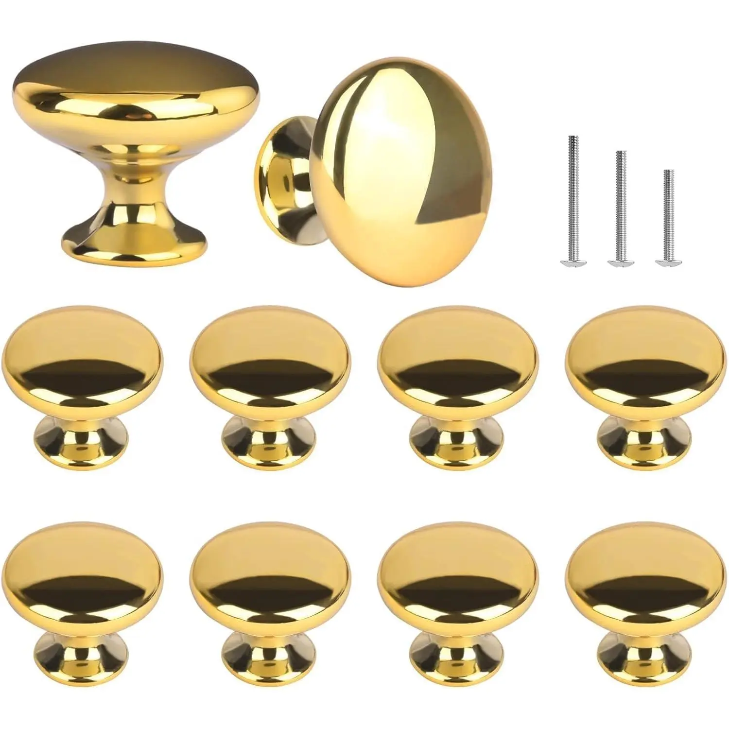 Drawer Knobs Polished Chrome Cabinet Hardware Round Mushroom  Cabinet Knob Pull Handle 30mm/1.18" for Kitchen Cupboard Furniture Chest Door Dresser Bathroom (10pack)
