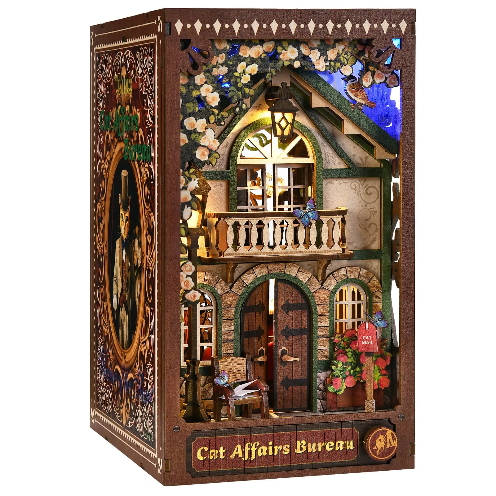XYFMZOZ Cat Office Wooden Puzzle Kit – Miniature House for Home & Office Décor, Creative DIY Craft