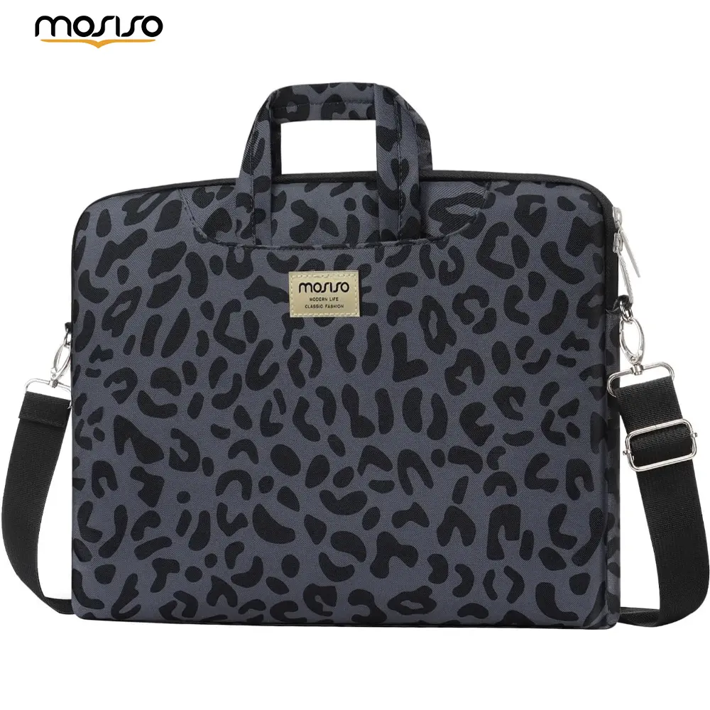 MOSISO Leopard Grain Easy-Carry Tech Laptop Bag 13-16 Inch, Multi-Format Laptop-Friendly Briefcase with Handle & Adjustable Strap, Shock-Proof Sleeve Compatible with MacBook Air/Pro, Dell, HP, ASUS for Business Travel, Laptop-Friendly Laptop Bags, Multi-F