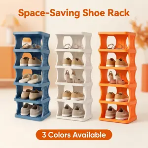 Stackable Space-Saving Shoe Rack Organizer, No-Tools Easy Assembly Home Storage Holder for Dorms, Small Apartments