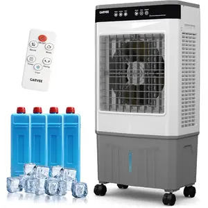 Air Cooler 3000 CFM Evaporative Air Cooler with 5.3Gal Water Tank, 4 Ice Packs, 3-Speed, 120° Oscillation, Remote Control and 12H Timer, 80W Portable Floor Standing Fan for Workshops, Garage