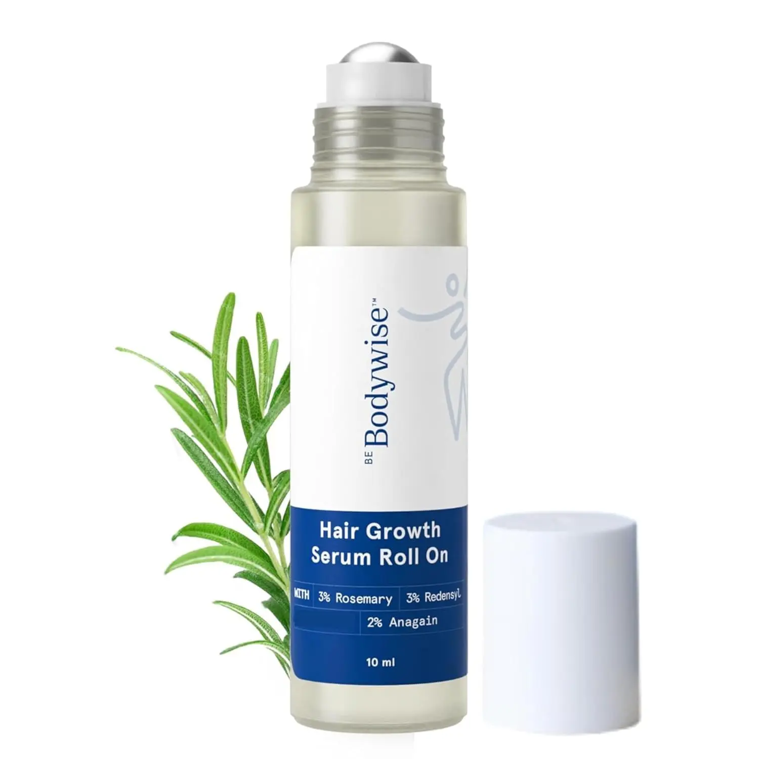 Be Bodywise Rosemary Hair Growth Serum Roll On 10 ml – 3% Rosemary, 3% Redensyl & 2% Anagain | DHT-Blocking Scalp Serum Boosts Oxygen Flow, Reduces Hair Fall | Paraben/Sulfate-Free | Women & Men