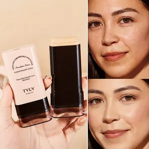 2-in-1 concealer foundation stick - Waterproof, sweatproof, matte finish, foldable, suitable for daily commutes, dates, stage performances, and travel photography - Cream, natural warm beige, and wheat shades.