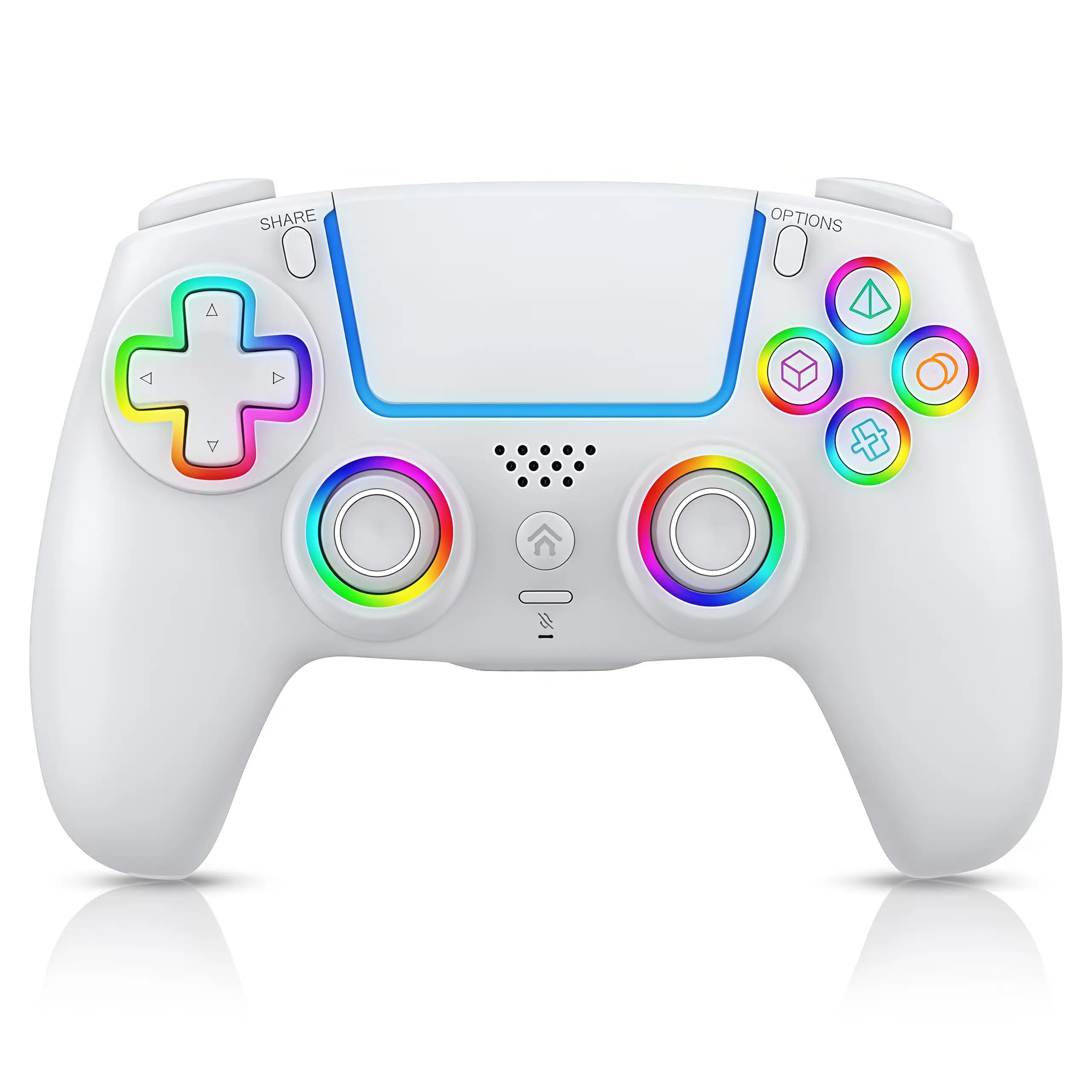 Durable Wireless RGB Grip Controller for PS5/PS5 Pro Console & PC, Hall Effect Thumbsticks, 6-Axis Motion Sensor, Turbo Function, 3.5mm Jack, Gaming Console Accessories