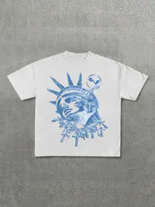 Men's Casual Short Sleeve T-Shirt, Unique Liberty Print, Comfortable Fit, Perfect for Daily Wear and Sports, Fashionable Style