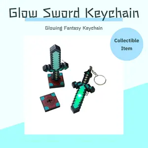 7-Color LED Mini Sword Keychain USB Rechargeable Glow Pendant for Gaming Enthusiasts