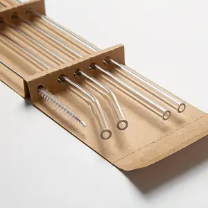 High Borosilicate Glass Straw Set (4 Straws + 1 Brush), Heat Resistant Reusable Drinking Straws, Perfect for Water, Christmas Gift, Drinkware