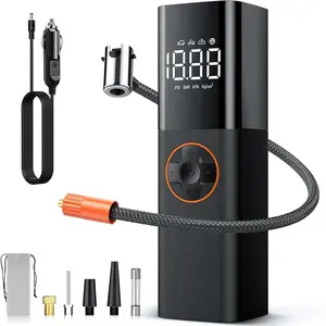 Portable Tire Inflator and Air Compressor, 12V DC Compact Air Pump for Car Tires, 150 PSI Electric Tire Pump, Portable Car Tire Inflator with Digital Pressure Gauge and LED Light
