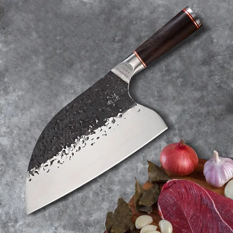 Stainless Steel Slicing Knives with Ebony Wood Handles - High Chromium, Durable Women's Meat & Bone Cutting Tool, Household Kitchen Accessories