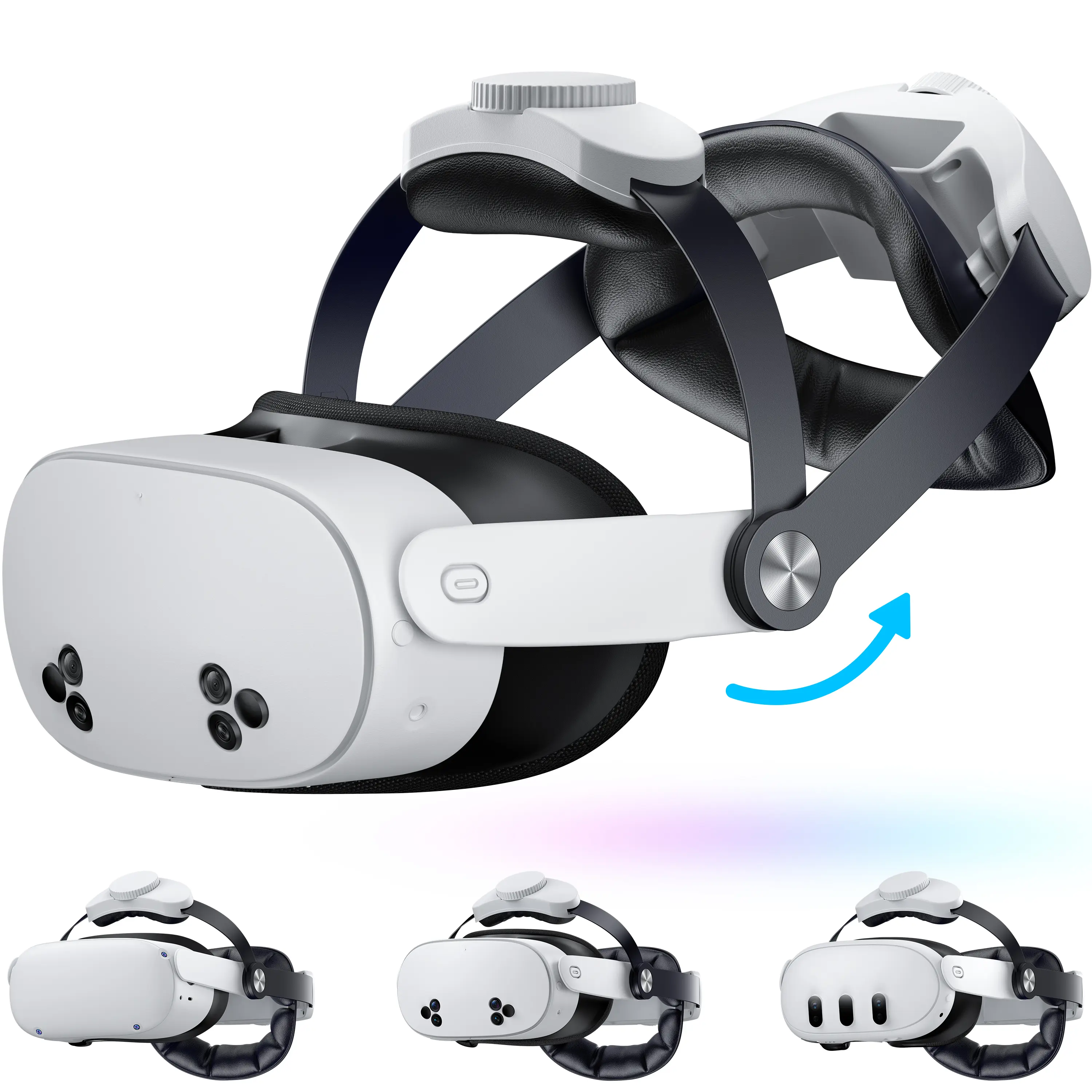 BEBONCOOL Upgraded Adjustable Durable VR Head Harness Handle, 4-Way Micro-Adjustment, Compatible with Quest 2 & Quest 3, Ergonomic Engineering Plastic Frame, Removable Washable Padding, 45° Hinge, Screwdriver & Dust Cloth Included, Meta Quest 2