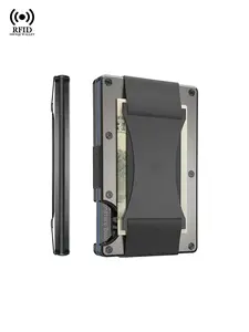 Anti Rfid Credit Card Holder Money Clips Wallets Carbon Fiber Mini Slim Money Bag Male Women Bank Cardholder Purse Metal Case, Casual, Business, Daily Use, Gift for Men