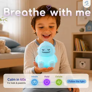 BREATHING PAL Mini Guided Light - 3.3in Portable Indoor Lighting, Anxiety Relief Tool, Mindfulness Aid with 3 Modes (4-7-8 Box Technique), Mini Gifts, Sensory Products, Relaxing Gifts for Adults, Calm Corner Sleep Accessory