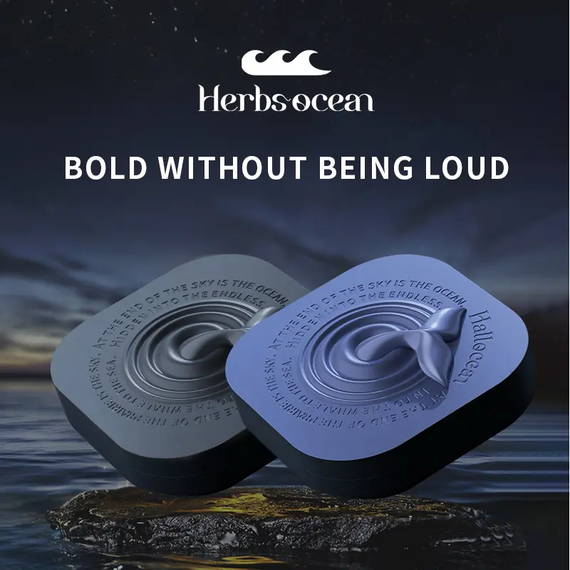 Herbsocean [Premium 3.0] Men's Solid Aquatic Nautical Fragrance - Compact Aroma Perfume, Long-Lasting, Non-Greasy, Skin-Friendly, Fresh Herb & Sandalwood Allure, Scented Skin Option for Exquisite Fragrances Needs