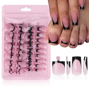 60pcs French Tip Press On Nails 60Pcs Square Medium Full Cover With Toenails For Women