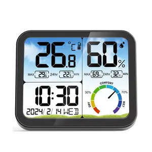 Digital Indoor Room Thermometer - 5.8'' Extra Large Display Temperature Humidity Sensor with Accurate Temp Humidity Gauge Monitor, Calibration, Max & Min Records, Comfort, Backlit, Date & Clock