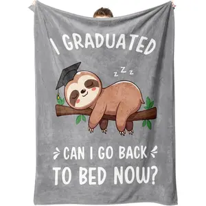 Funny Graduation Gifts for Her & Him, Practical Throw, College Graduation Gifts for Women & Men, Nurse, 2026 Grad Gifts for Master Degree, High School, PHD, Sloth Blanket, Gray(50 * 60)