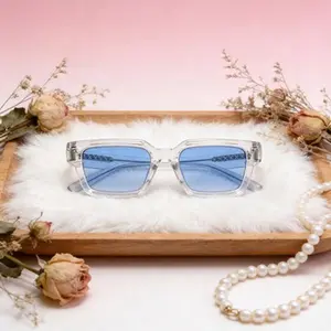 Thick-Frame Pin-Inset Retro Sunglasses: Hip-Hop Style Rectangular Sunglasses