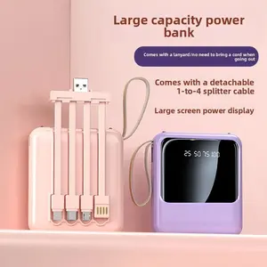 8000mAh Ultra Slim Portable Charger Power Bank Battery Pack with Built in Cables Intelligent Digital Display with Dual Flashlight Perfect for Camping, Hikingfor iPhone 17/16/15/14/13/12 Samsung S25/S24/S23.