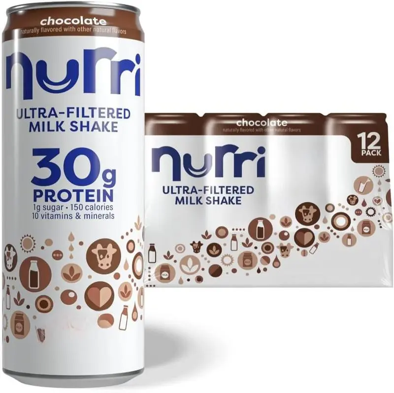 Nurri - 30g Protein Ultra Filtered Milk Shake – Chocolate - Lactose Free, Low Sugar, 150 Calories, 10 Vitamins and Minerals - 11 fl oz, 12 Cans Beverage Drink